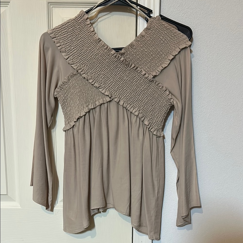 Off the Shoulder Tan Top